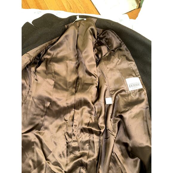 GIANFRANCO FERRE VINTAGE 80's 90's BLACK WOOL DOUBLE BREASTED COAT 42 - Picture 5 of 9